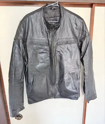 GAP 블랙 가죽 싱글 라이더 자켓