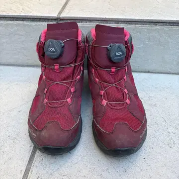 Montbell 키즈 방수 트레킹 슈즈 와인 레드 22cm