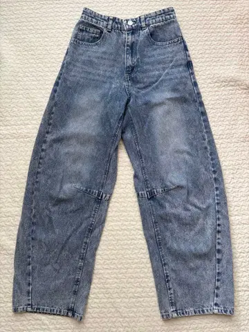 고품질 zena 데님 배럴 레그 팬츠