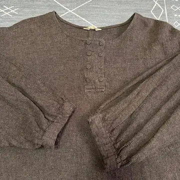 사만사 모스모스 린넨풍 다크 브라운 7부 소매 셔츠