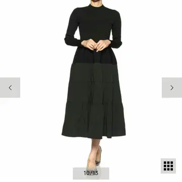 BARNEY'S NEW YORK 블랙 티어드 롱 드레스