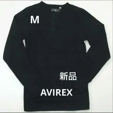 M 블랙 AVIREX 새상품 써멀 헨리넥 LST