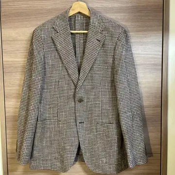 URBAN RESEARCH DOORS 브라운 체크 무늬 테일러드 자켓