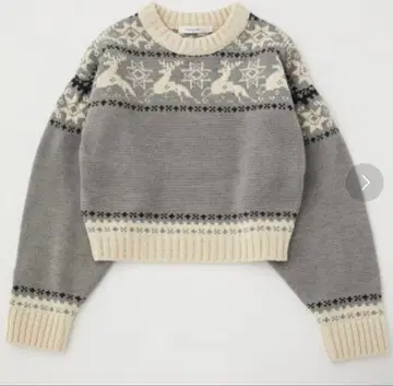 MOUSSY 노르딕 무늬 크롭 스웨터
