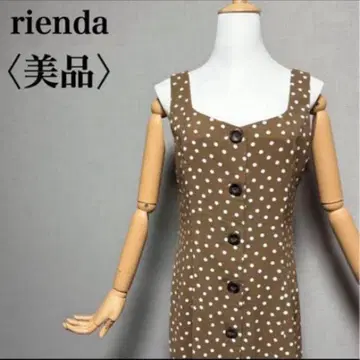 새상품급 rienda 도트 무늬 롱 원피스 M 브라운 체형 커버 데이트