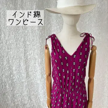 기하학 패턴 올 패턴 슬리브리스 원피스 허리 절개 보라색 M 상당