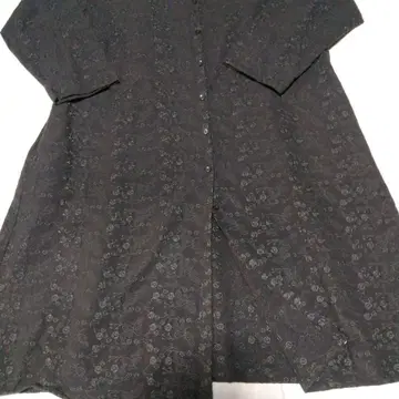 사만사 모스모스 블랙 꽃무늬 전체 자수 롱 코트 겸 원피스