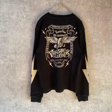 VANSON 자수 로고 양면 디자인 긴팔 T셔츠 블랙 M 사이즈