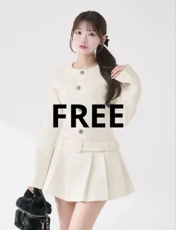 Darich 다리치 박스 플리츠 트위드 미니 원피스 화이트