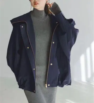 NOBLE 미사용 2025 하이 트위스트 더블 크로스 후디 블루종 네이비