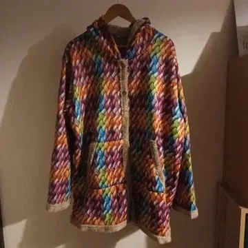 컬러풀 뜨개질 플리스 자켓