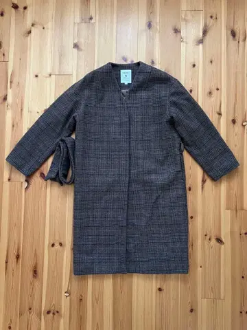 niko and - 체크 무늬 노카라 코트