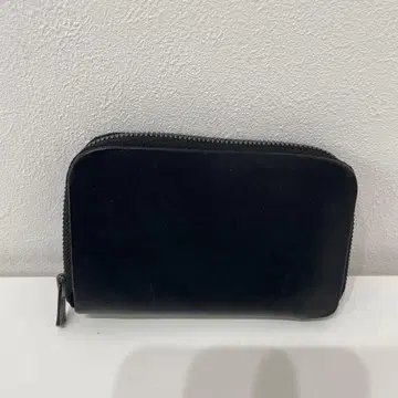 una 블랙 가죽 미들 지갑