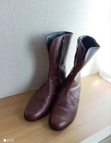 미들 부츠 23cm 브라운 가죽