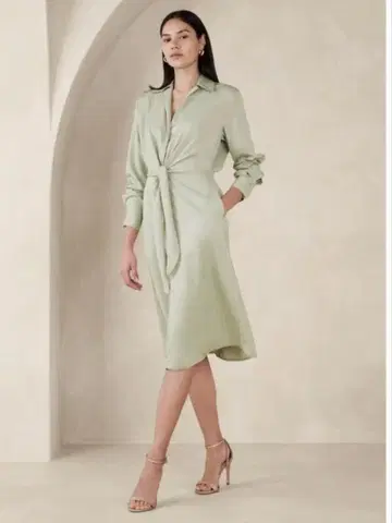 BANANA REPUBLIC 새틴 미디 셔츠 원피스