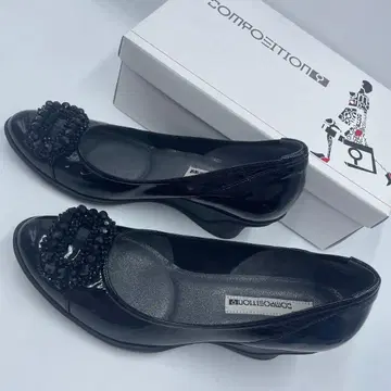 COMPOSITION9 에나멜 웨지솔 블랙 25cm