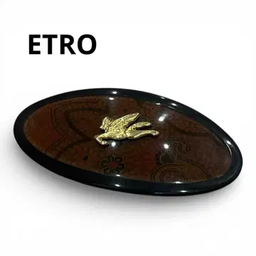 새상품급 ETRO 에트로 머리핀 페가수스 브라운 오벌 레어 레트로