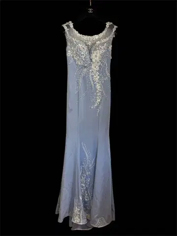 잠마 크레인 롱 드레스 9호 자수 비즈 블루