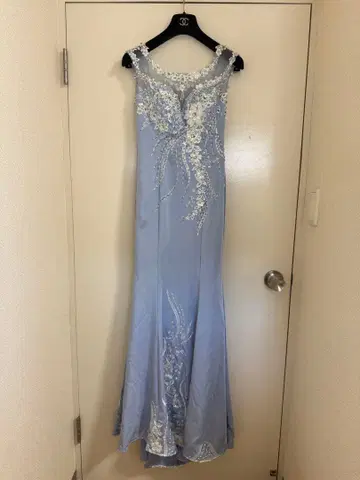 잠마 크레인 롱 드레스 9호 자수 비즈 블루