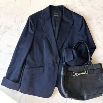 새상품급 23구 L 빅 사이즈 46 스트라이프 테일러드 자켓 네이비
