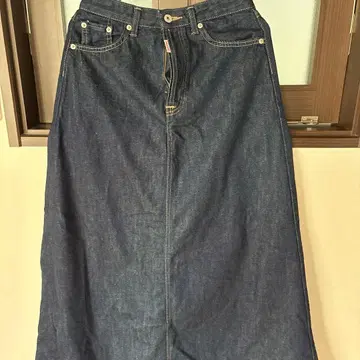 SOMETHING 다크 데님 플레어 스커트