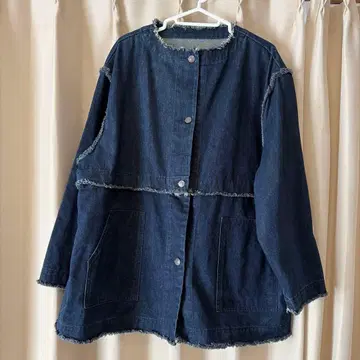 select moca 프린지 가공 다크 데님 자켓