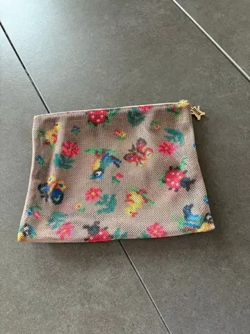 페이러 꽃무늬 메쉬 파우치 약 25x20cm