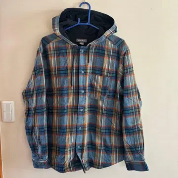 Eddie Bauer 후드 부착 플란넬 셔츠 M 사이즈