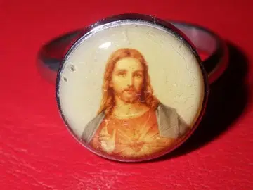 90'S 예수 그리스도 링 15호 빈티지 반지 메달 로사리오