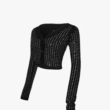 S rhinestone cardigan cropped 더 레드 스레드