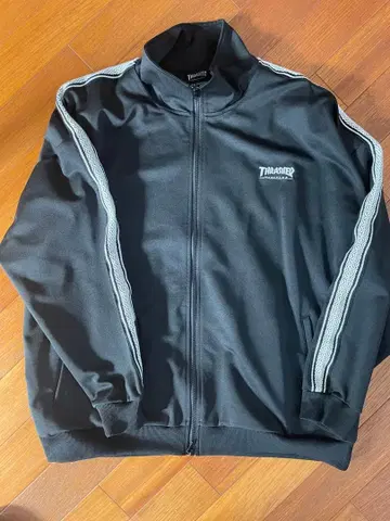 THRASHER 블랙 저지 트랙 자켓