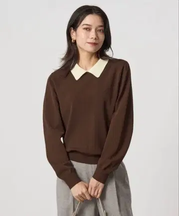 그린 라벨 릴랙싱 니트 카라 부착 롱 슬리브 풀오버