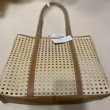 새상품 SHIPS 라탄라이크 토트백 카멜