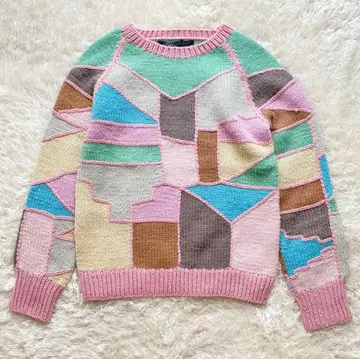 마크제이콥스 패치워크 패턴 니트 풀오버 일본제