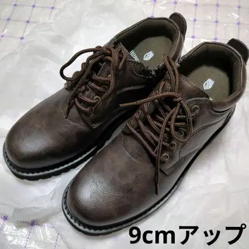 키높이 신발 통굽 부츠 미들 기장 신발 다크 브라운 9cm 신장 업