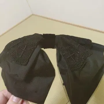 레이스 장식 리본형 헤어밴드 블랙 네이비