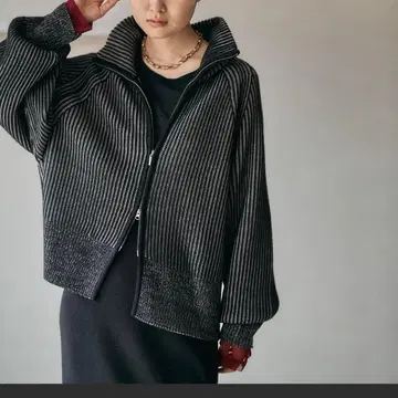 7게이지 배색 리브 ZIP 가디건 2