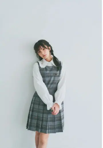 Bokanii 플리츠 체크 원피스/GRY