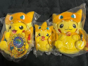 리자몽 판초 피카츄 봉제 인형 3개 묶음 판매