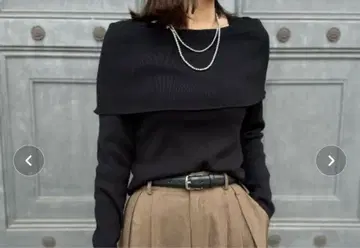 블랙 오프숄더 니트 스웨터