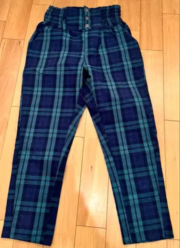 소말리아 그린 체크 무늬 캐주얼 팬츠