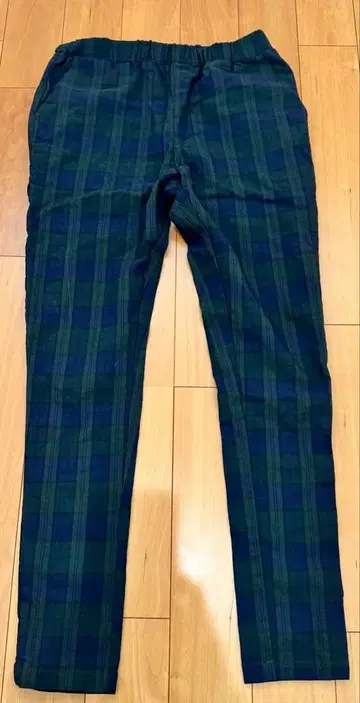 누아르 체크 무늬 슬림 핏 캐주얼 팬츠