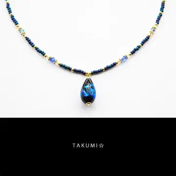 숏 목걸이 블루 반딧불이 유리 스와로브스키 크리스탈