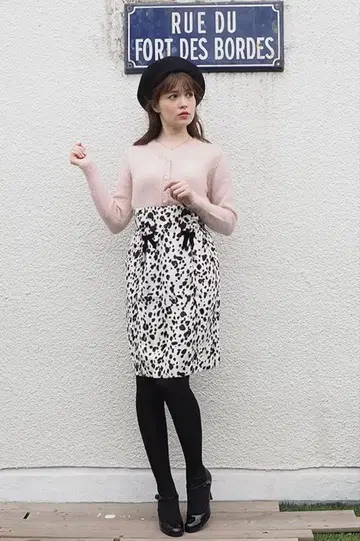 레오파드 타이트 스커트