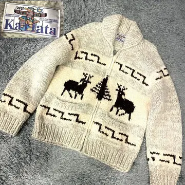 [새상품급] KANATA 카나타 코위찬 니트 스웨터 집업 캐나다제