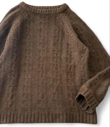 이치 이치 케이블 짜임 울 니트 FREE 브라운 큼직한 니트