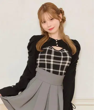 아프레 주르 소매 리본 니트 앙상블