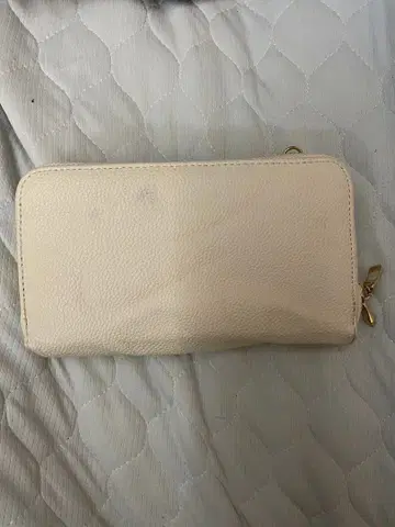 아이보리 장지갑 더블 지퍼