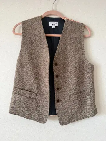 UNIQLO 헤링본 무늬 브라운 베스트