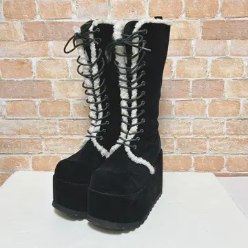 y2k 갸루 롱 부츠 레이스업 통굽 블랙 계열